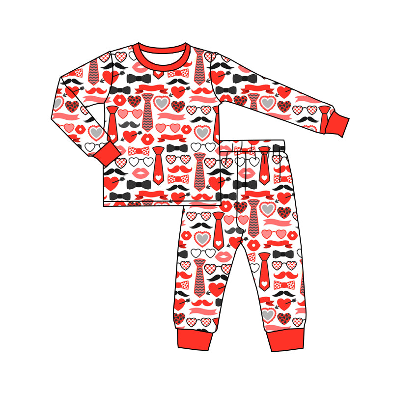 Baby Boy Long Sleeves Hearts Shirt Pants Valentine Pajamas Set Moq 5