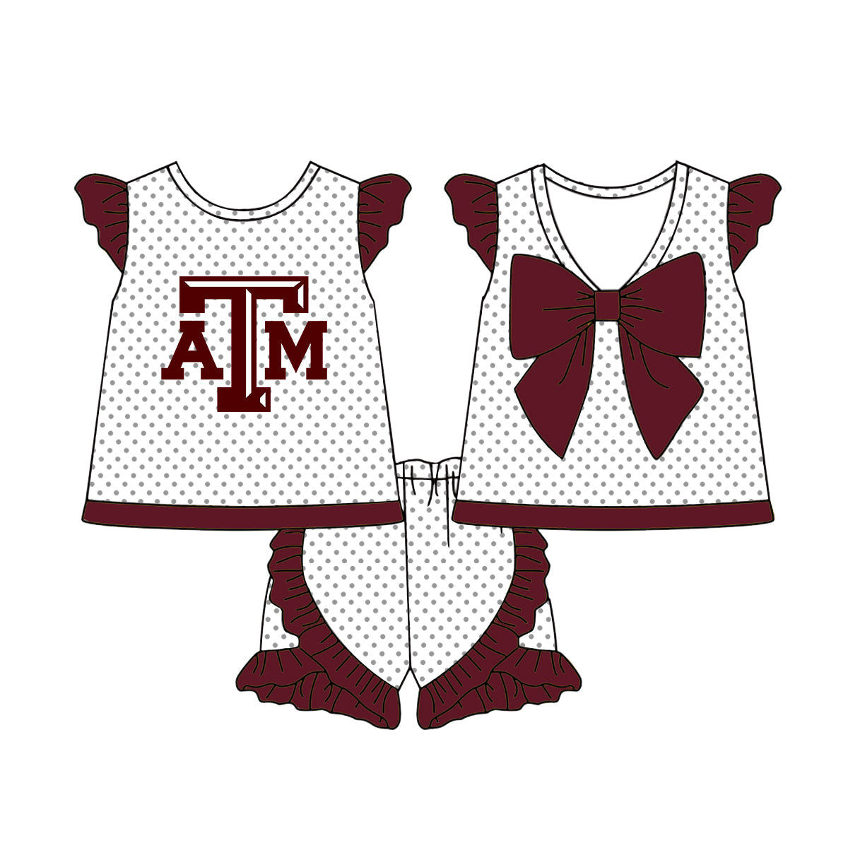 ( Moq 5 each style ) Baby Boy Girl Short Sleeves Team AM Sibling Dress Shirt Set 5.5