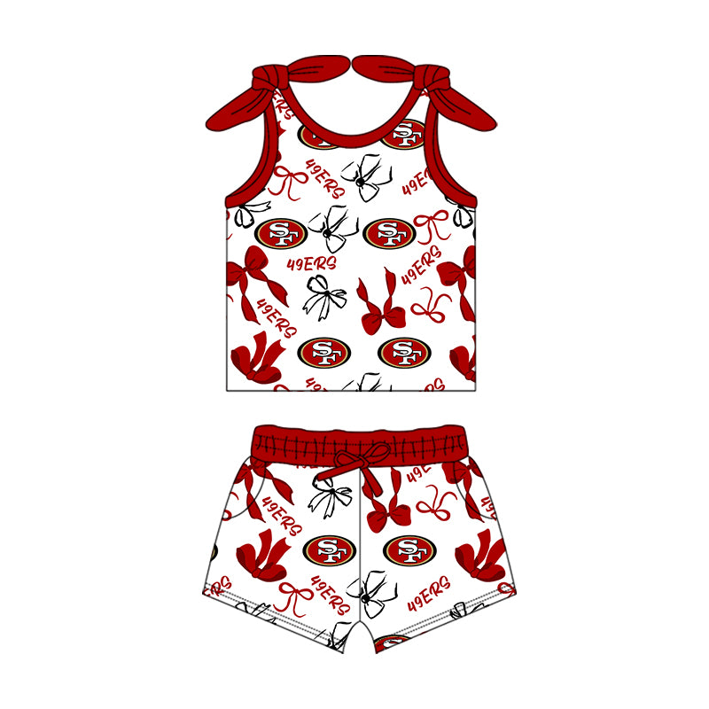 ( Moq 5 each style ) Baby Girl Toddler SF Team Bows Sibling Romper Dress Set 7.12