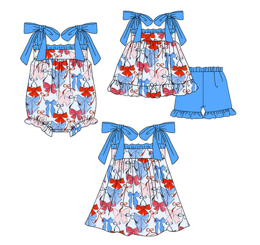 Baby Girl Straps Bows Sibling Romper Dress Set ( Moq 5 Each Design ) 12.12