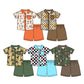 ( Moq 5 Each Style ) Sibling Baby Boys Kids Short Sleeves Buttons Shirts Shorts Sets Summer Clothes