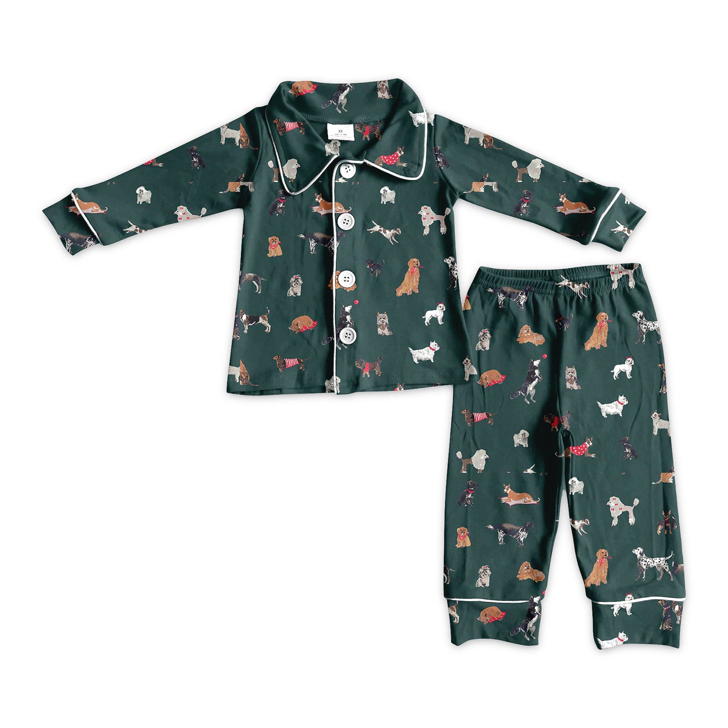 Baby Boy Toddler Dogs Buttons Shirt Pants Pajamas Set