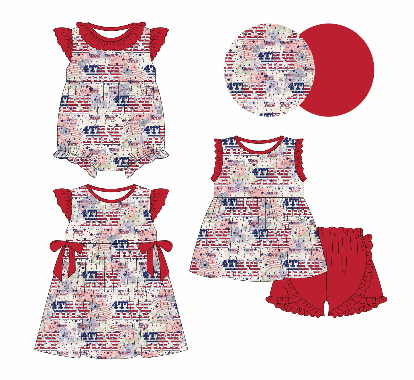 Baby Girl July 4th Sibling Romper Dress Set ( Moq 5 Each Style ) 1.2