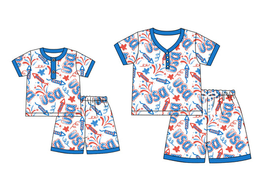 ( Moq 5 Each Style ) Baby Girl Adult Women 4th Of July Sibling Mommy And Me Family Pajamas Set 4.24