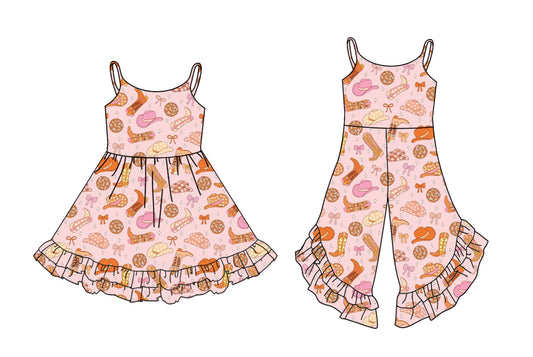 Baby Girl Straps Western Boots Hats Sibling Jumpsuit Dress ( Moq 5 Each Style ) 2.27