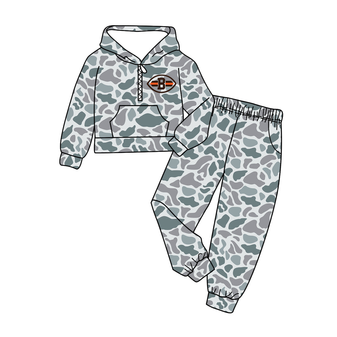 ( Moq 5 ) Baby Boys Toddler Zipper Hoodie Pullover Jogger Pants Team Clothes Camo Set