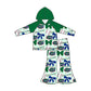 ( Moq 5 each style ) Baby Girl Toddler Team Bows Baseball Green Sibling Romper Dress Set 6.13