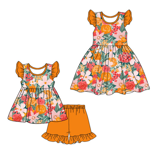 Baby Girl Short Sleeves Flower Sibling Dress Set ( Moq 5 Each Style ) 12.18