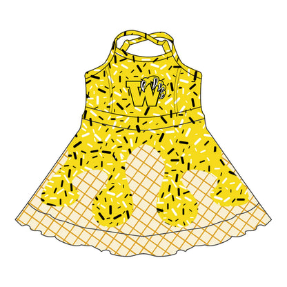 ( Moq 5 each style ) Baby Boy Girl W Team Sibling Yellow Drips Dress Shirt Shorts Pants 7.5