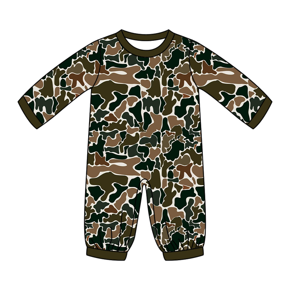 ( Moq 5 ) Preorder Baby Kids Infant Long Sleeves Brown Camo Print Romper Clothes