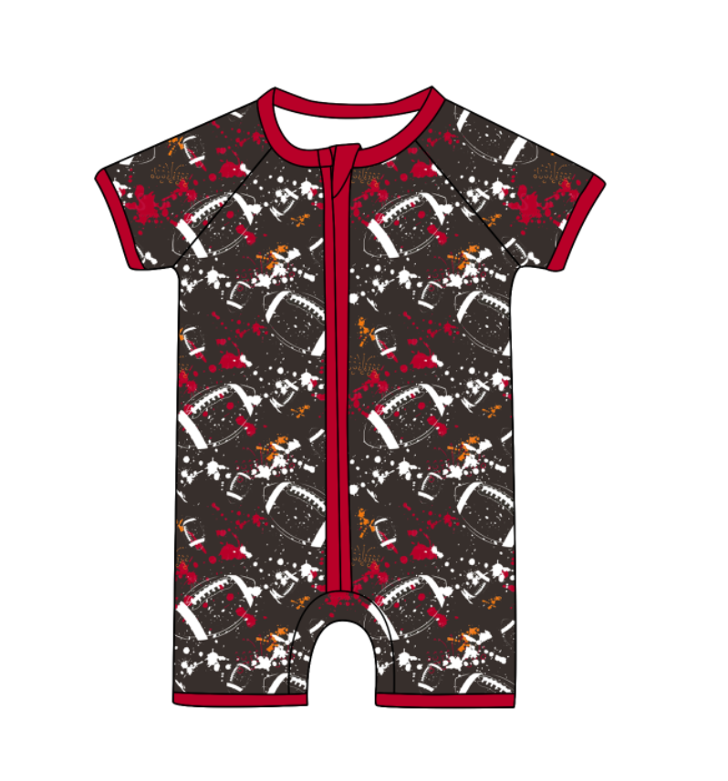 ( Moq 5 Each Style ) Baby Boys Girls Toddler Football Sibling Shorts Romper Red Bows Dresses Set Team Clothing