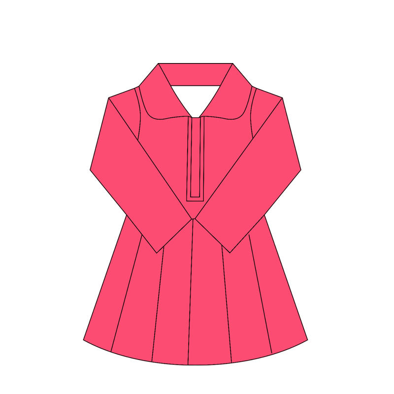( Moq 10 ）Baby Girl Pink Long Sleeves Zipper Activity Wear Yoga Knee Length Dress