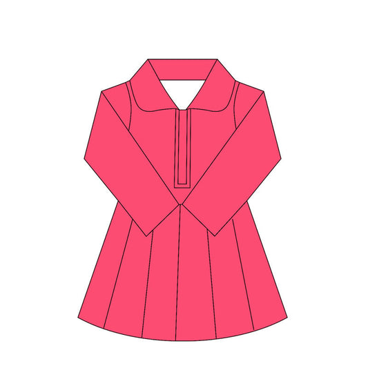 ( Moq 10 ）Baby Girl Pink Long Sleeves Zipper Activity Wear Yoga Knee Length Dress
