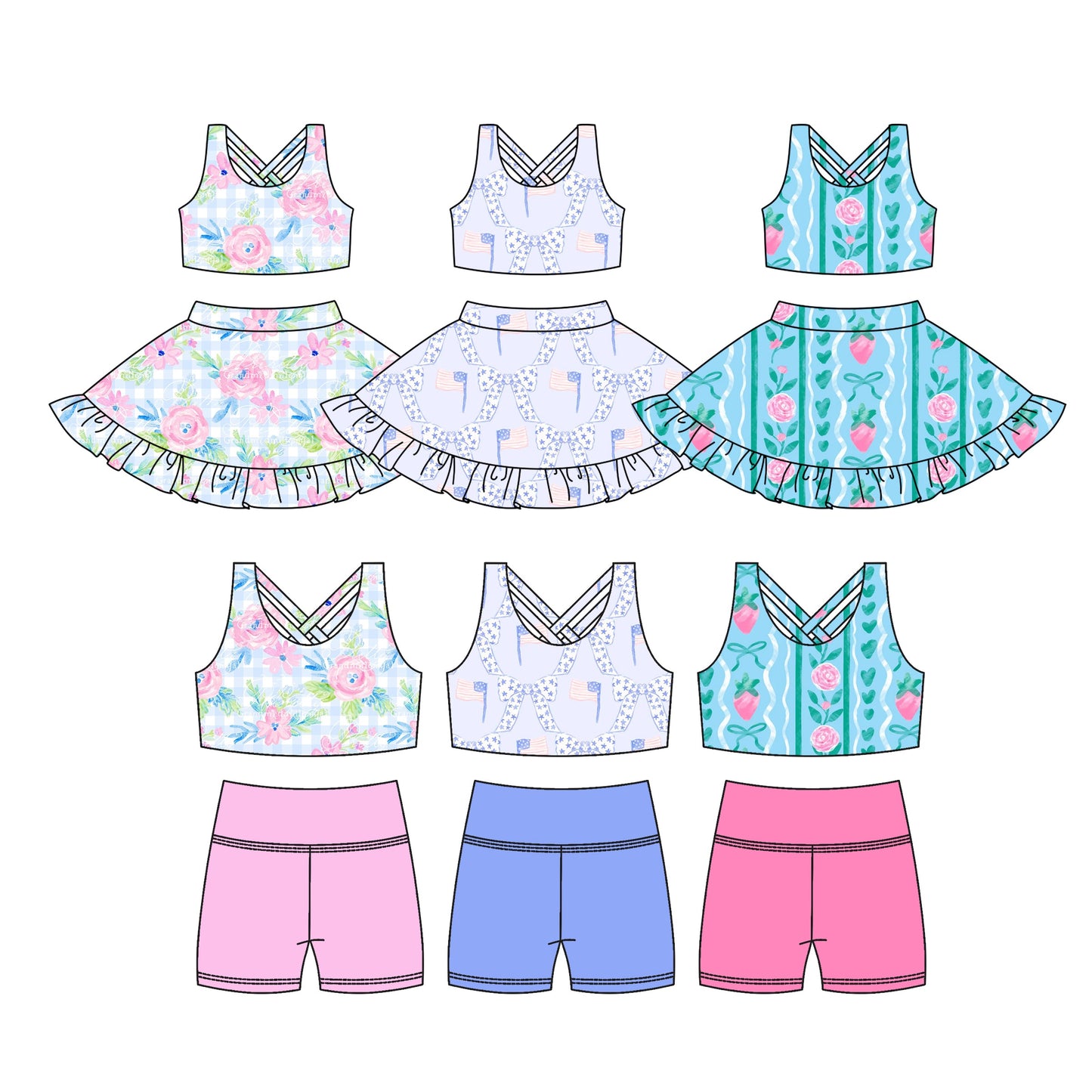 Baby Girl Sleeveless Flower Strawberry Sibling Dress Set ( Moq 5 Each Style ) 3.18