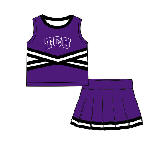 ( Moq 5 ) Baby Girls Kids Sleeveless Vest Skirt Shots Team Set Clothes