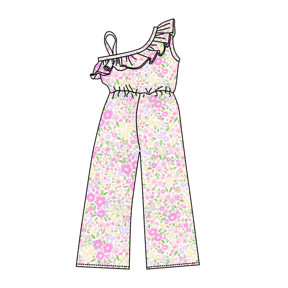 Baby Girl Spring Floral Pants Ruffle Jumpsuit