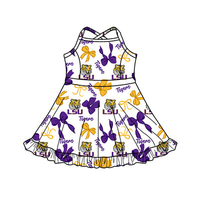 ( Moq 5 Each Style ) Baby Girls Kids Tigers Bows Sibling Team Shorts Dresses Set