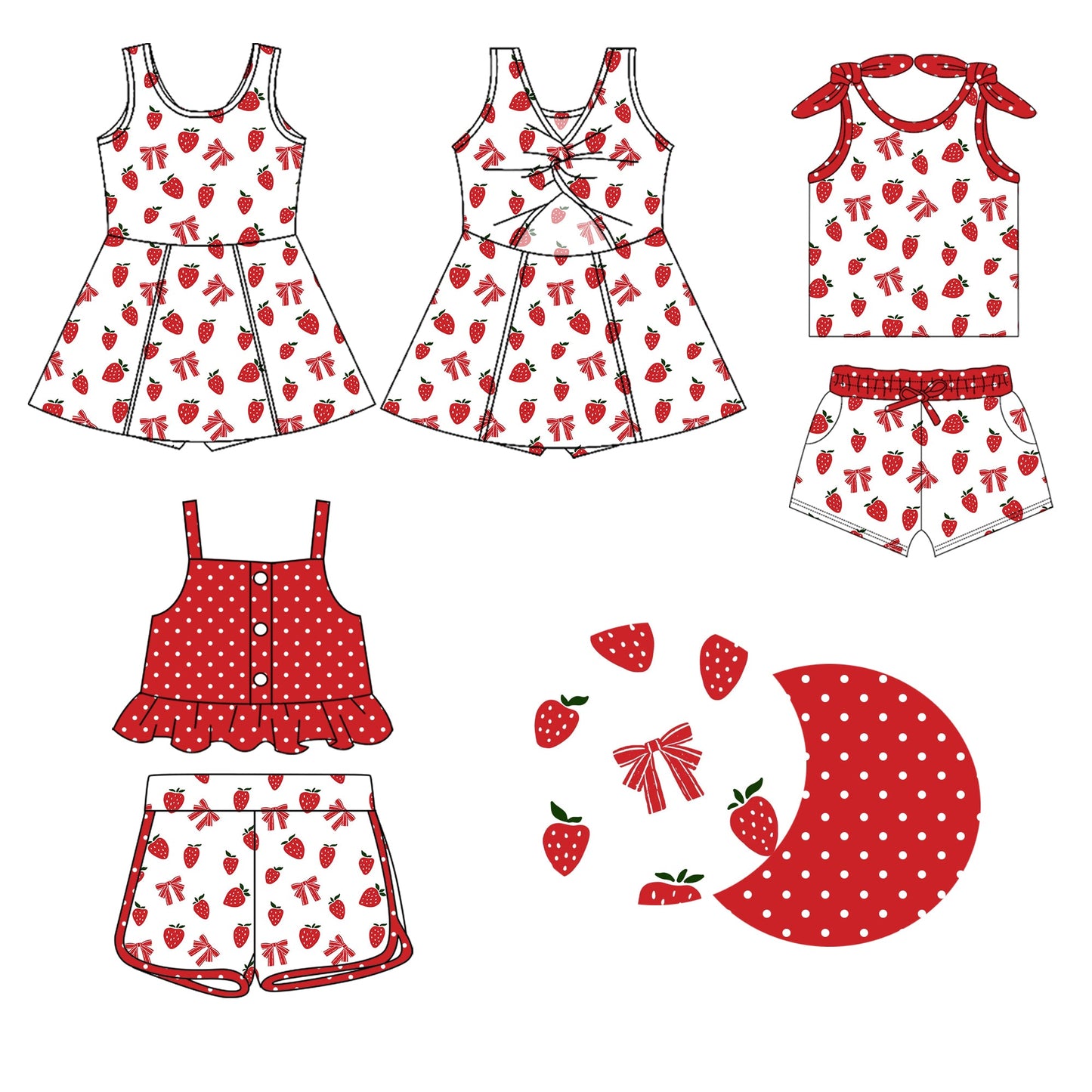 Baby Girl Strawberry Bows Sibling Dress Set ( Moq 5 Each Style ) 1.23