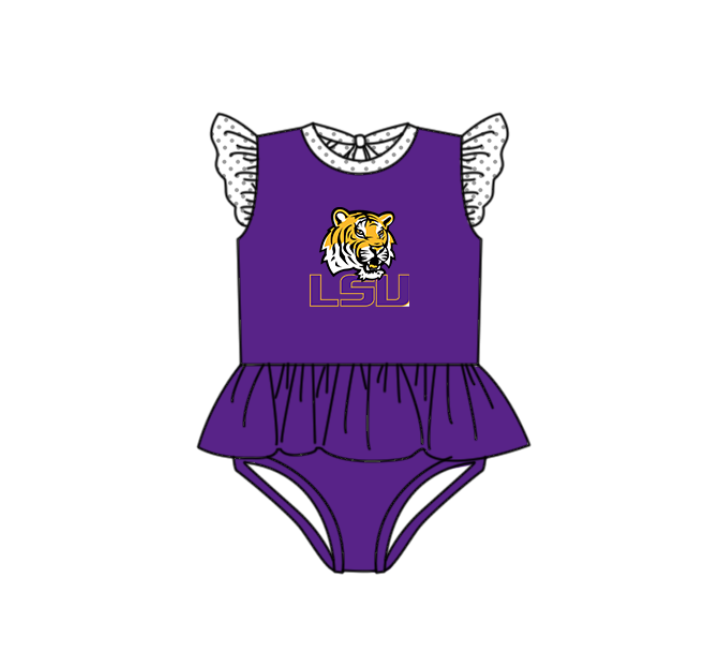 ( Moq 5 Each Style ) Baby Boys Girls Kids Team Sibling Purple Jumpsuits Sets Swimsuits