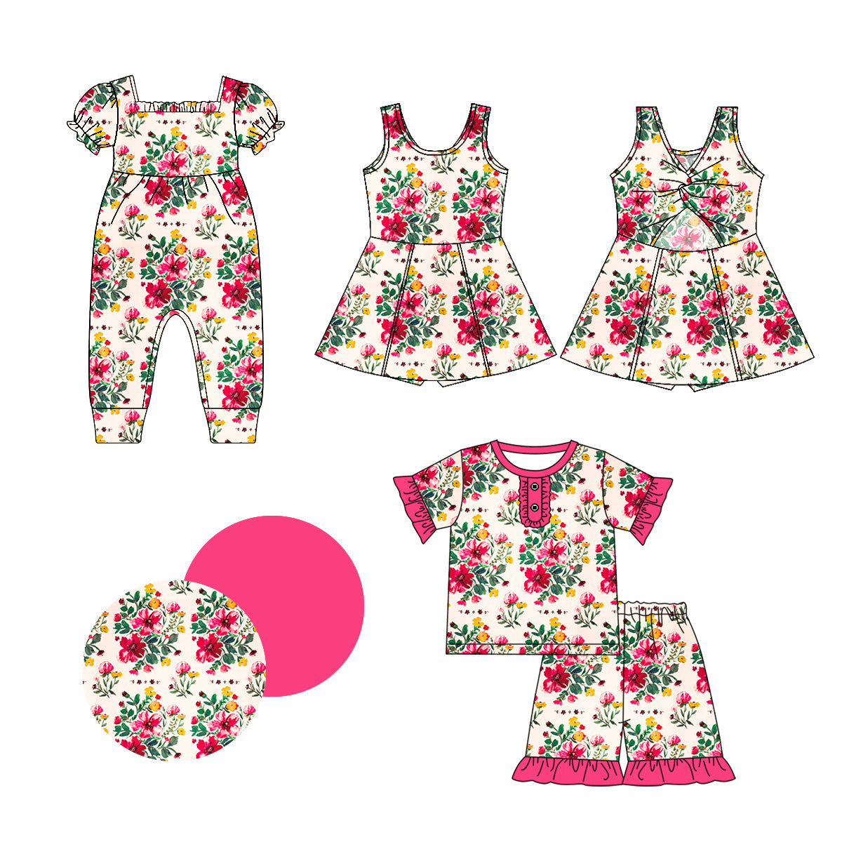 Baby Girl Flower Sibling Romper Dress Set ( Moq 5 Each Style ) 1.2
