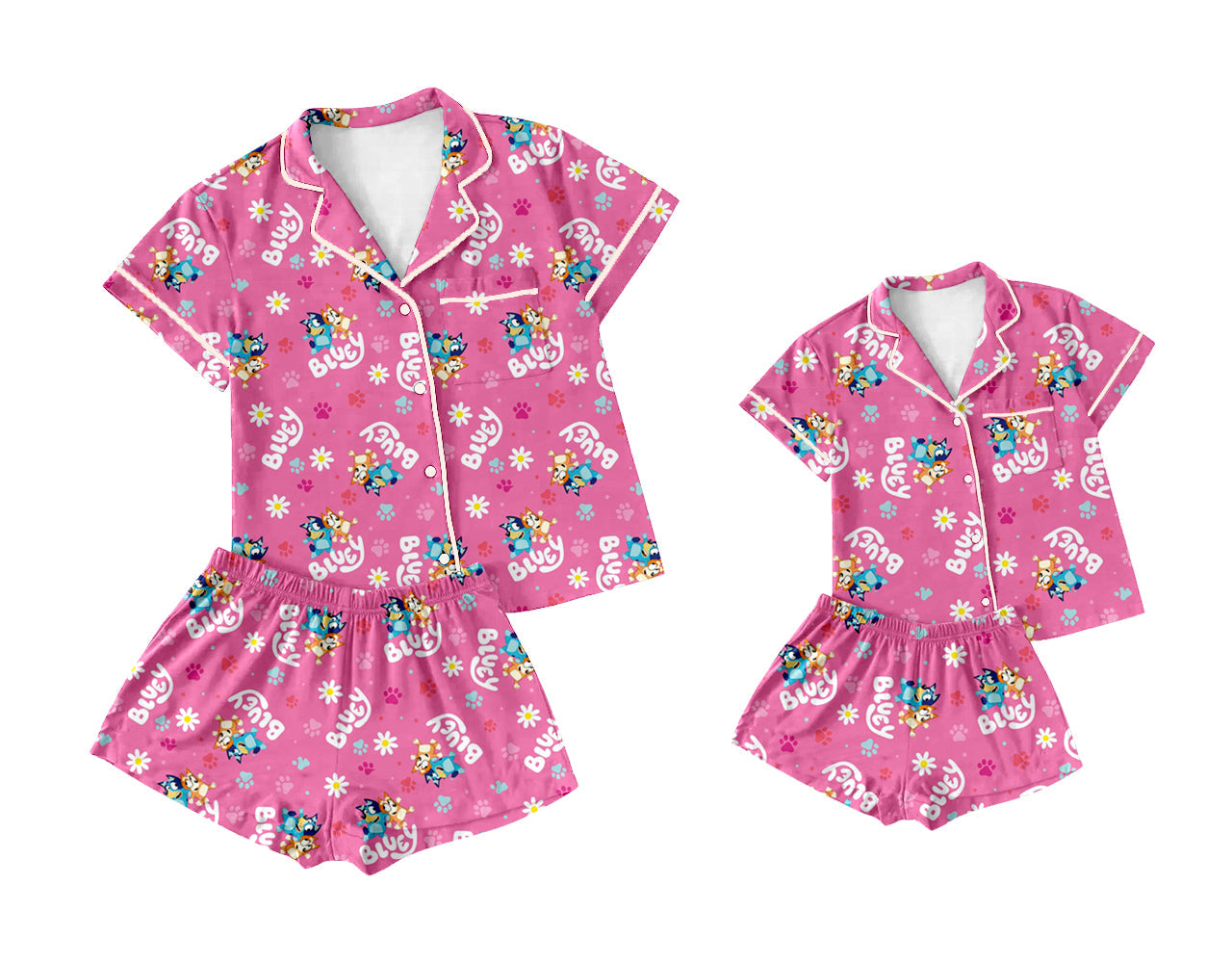 Baby Girl Adult Women Dogs Sibling Pink Pajamas Set ( Moq 5 Each Style ) 2.28
