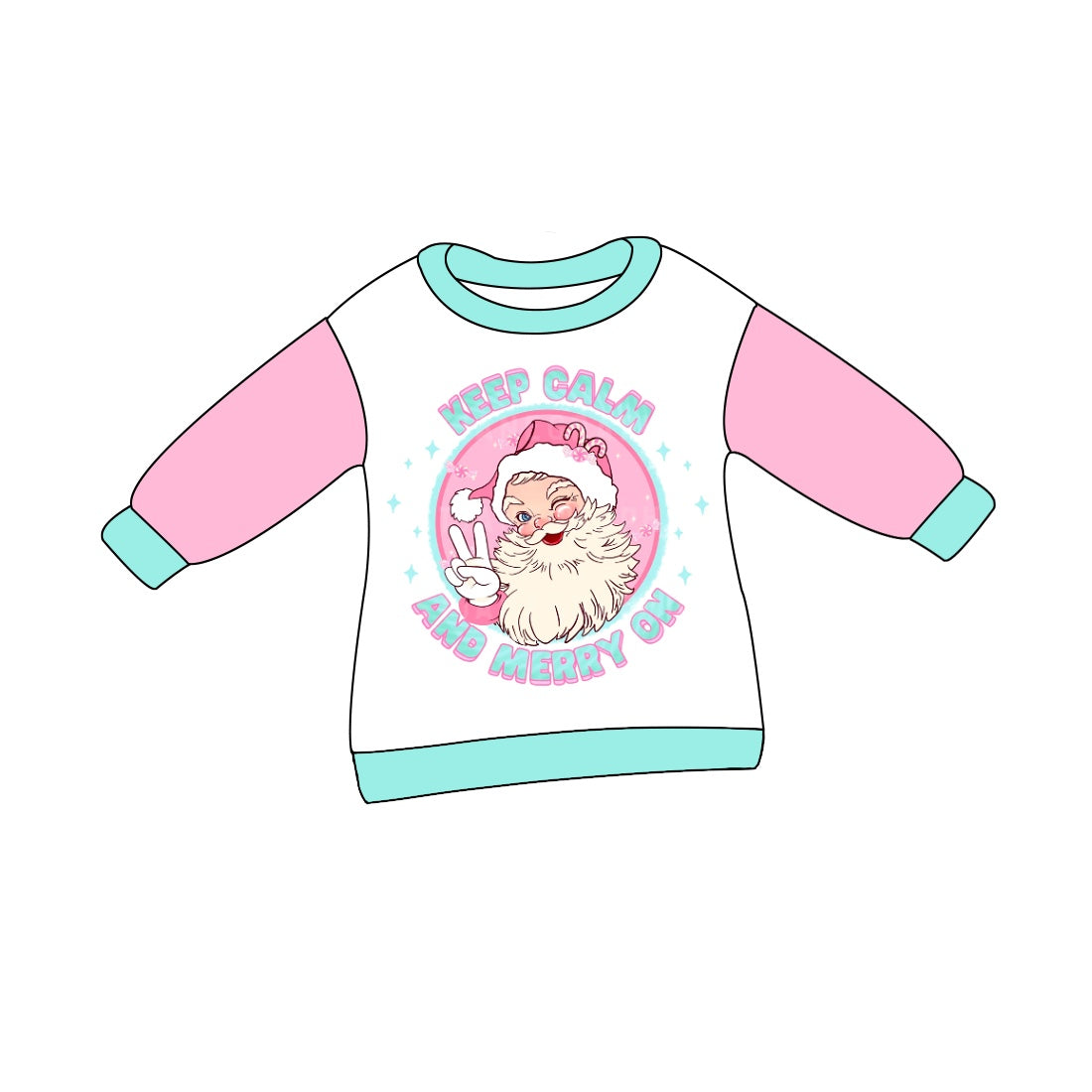 Baby Kids Long Sleeves Christmas Santa Pink Shirt