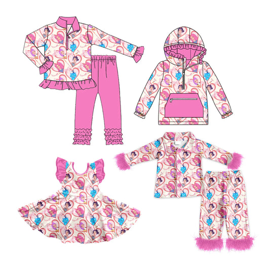( Moq 5 each style ) Sibling Baby Girls Kids Singer Pink Hoodie Shirt Dress Sets