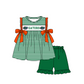 ( Moq 5 ) Baby Girls Toddler Sleeveless Bows Stripes Tunic Green Shorts Team Set 1.29