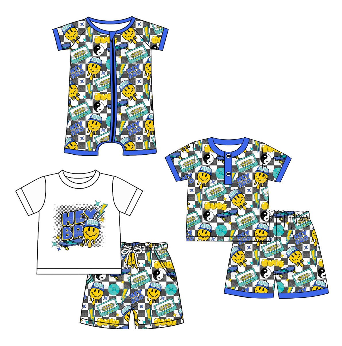 Baby Boy Short Sleeves Smile Sibling Romper Set ( Moq 5 Each Style ) 12.21