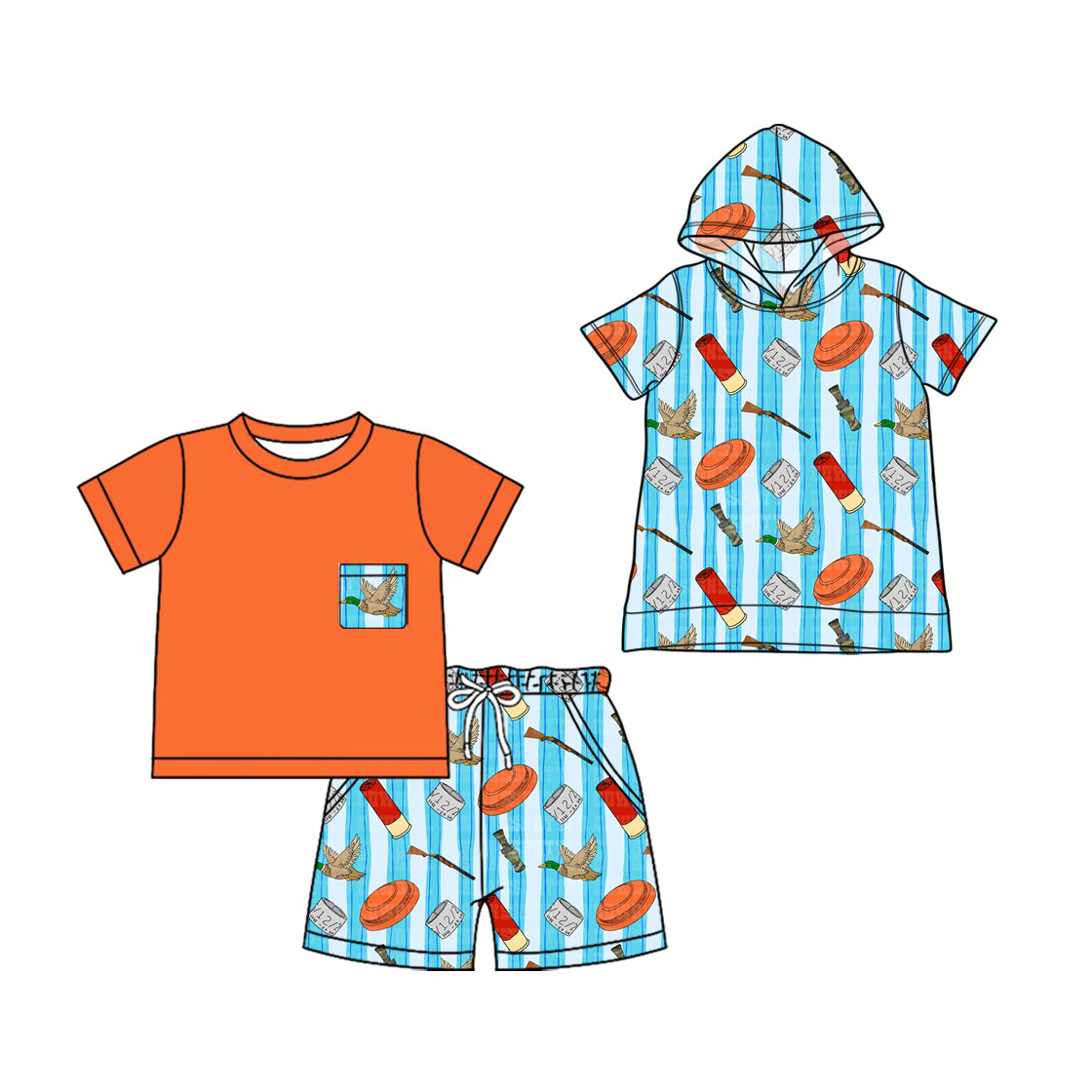 ( Moq 5 Each Style ) Sibling Baby Boys Toddler Shirt Sleeves Ducks Hunting Shirts Set Clothes