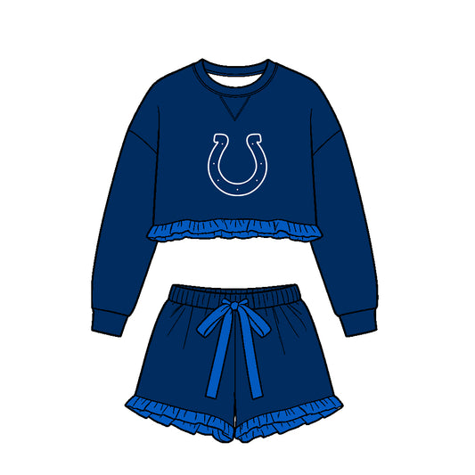 ( Moq 5 ) Baby Girls Kids Long Sleeves Ruffle Shirt Shorts Team Set Clothes