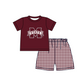 ( Moq 5 ) Baby Boys Toddler Short Sleeves M State Shirt Plaid Shorts Team Summer Set