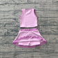 Baby Girls Kids Sleeveless Shirt Scallop Skirt Shorts Yoga Active Set Clothes RTS