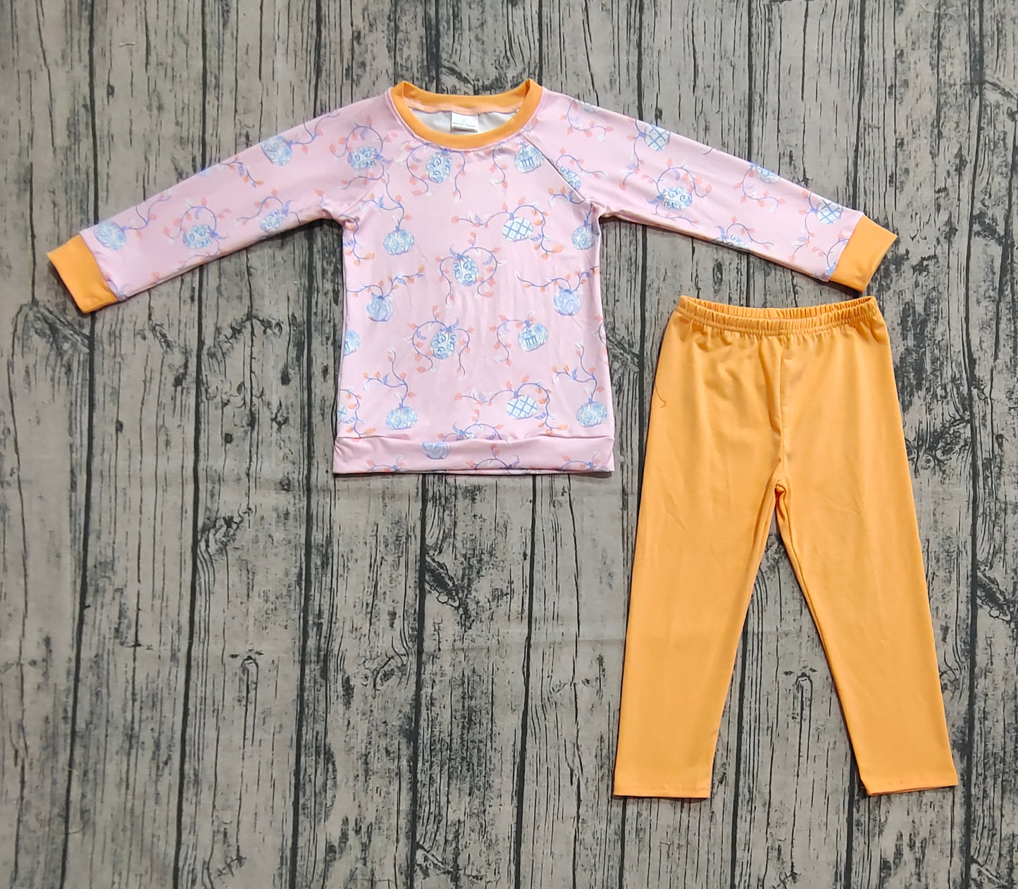 Baby Kids Toddler Long Sleeves Pumpkin Shirt Orange Pants Fall Set RTS