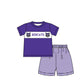 ( Moq 5 ) Baby Boys Toddler Short Sleeves Purple Shirt Stripes Shorts Team Summer Set