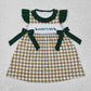 Baby Kids Short Sleeves Embroidery Daddy's Girl Ducks Bows Knee Length Plaid Dress