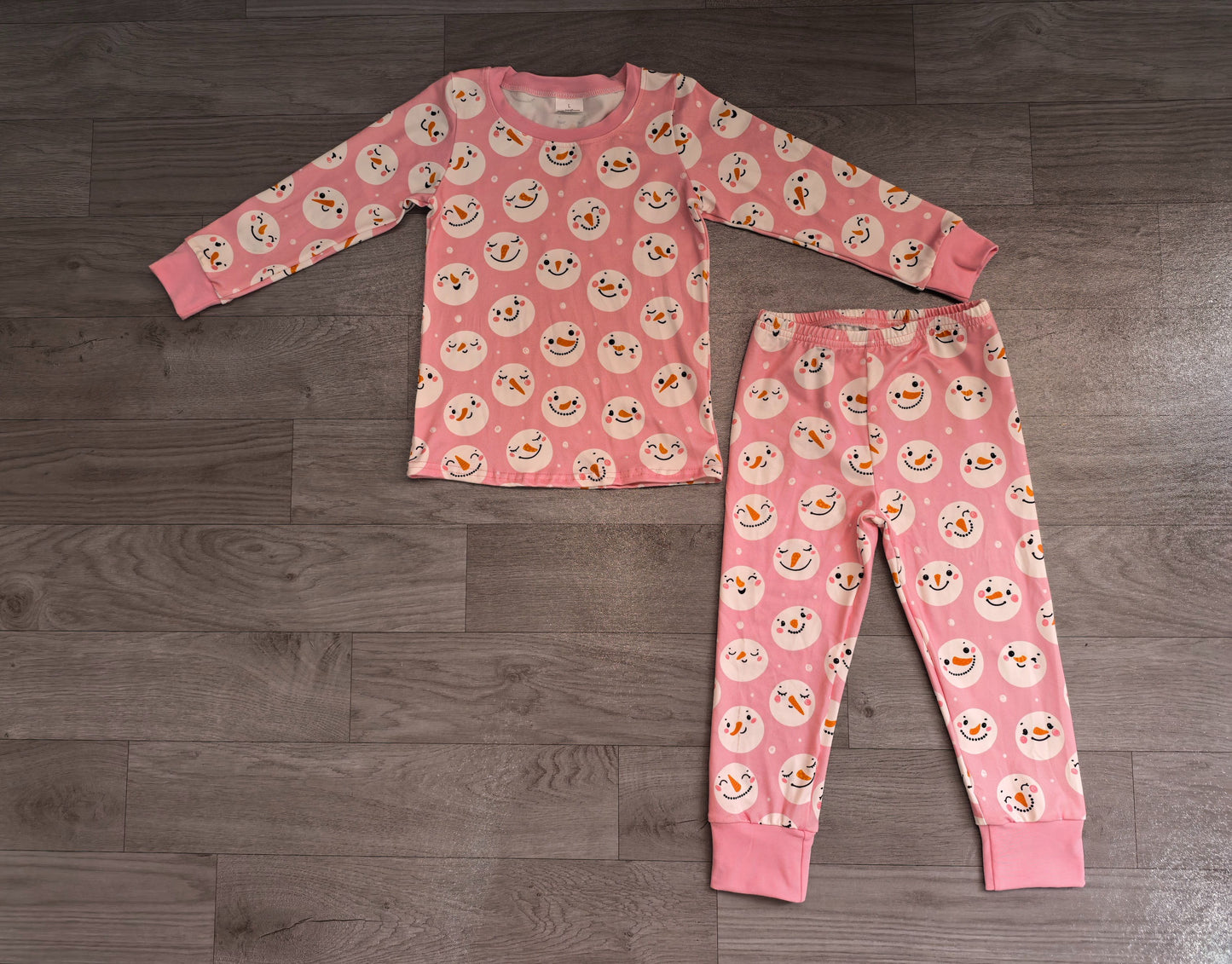 ( No moq ) Preorder Baby Girls Kids Long Sleeves Christmas Shirt Pants Pink Set Pajamas Clothes