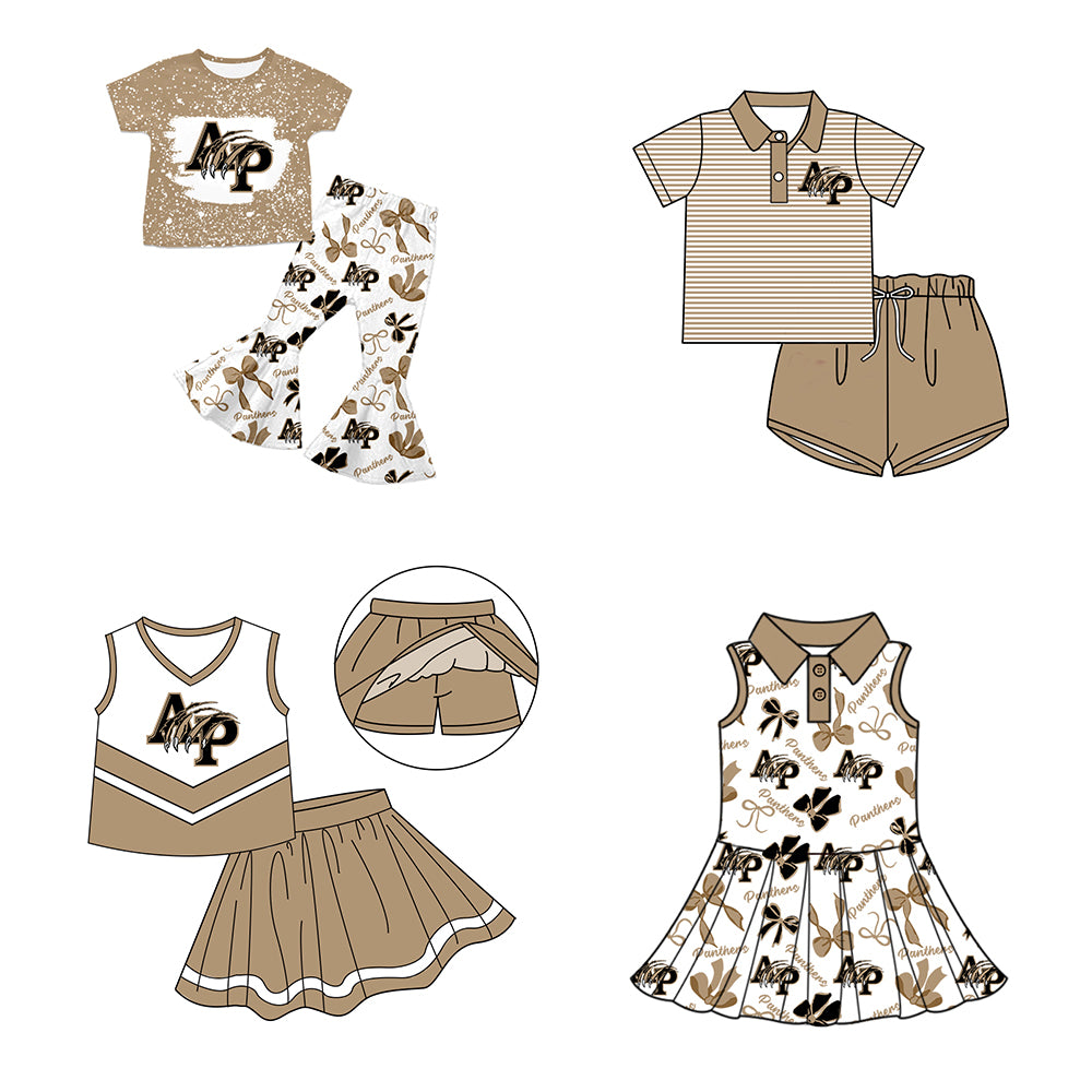 ( Moq 5 each style ) Baby Boy Girl Toddler AP Team Bows Sibling Dress Set