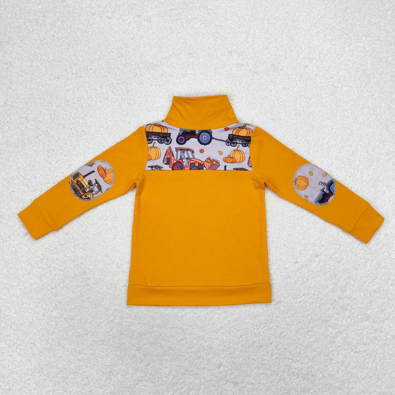 Baby Boy Pumpkin Tractors Long Sleeves Orange Halloween Pullovers Tops