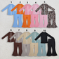 ( No. 1-5 ) Sibling Baby Girls Long SleeveS Zipper Pockets Jackets Bell Pants Yoga Active Clothes Sets RTS