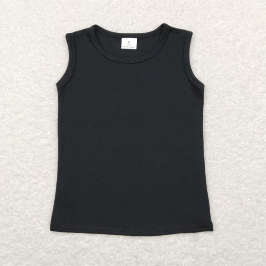 GT0419 Baby Kids Sleeveless Black Cotton Tops Shirt