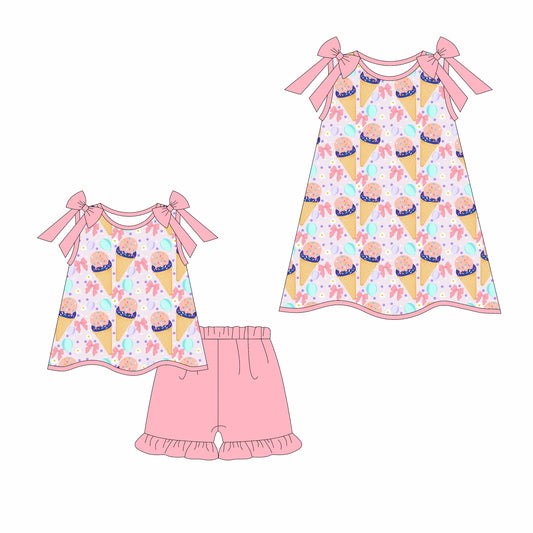 Baby Girl Straps Bows Sibling Pink Dress Set ( Moq 5 Each Style ) 3.17