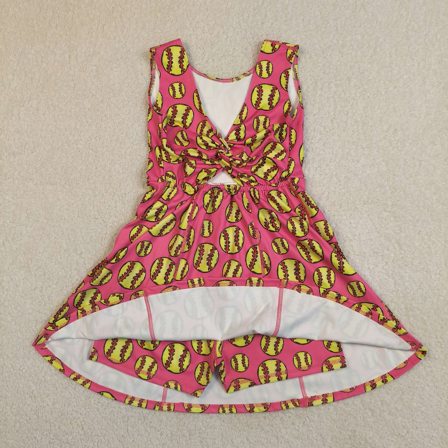 Baby Girls Kids Sleeveless Softball Yoga Shorts Pink Knee Length Dress RTS