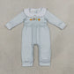 Baby Boy Infant Embroidery turkey Pumpkin Plaid Romper Fall Clothes RTS