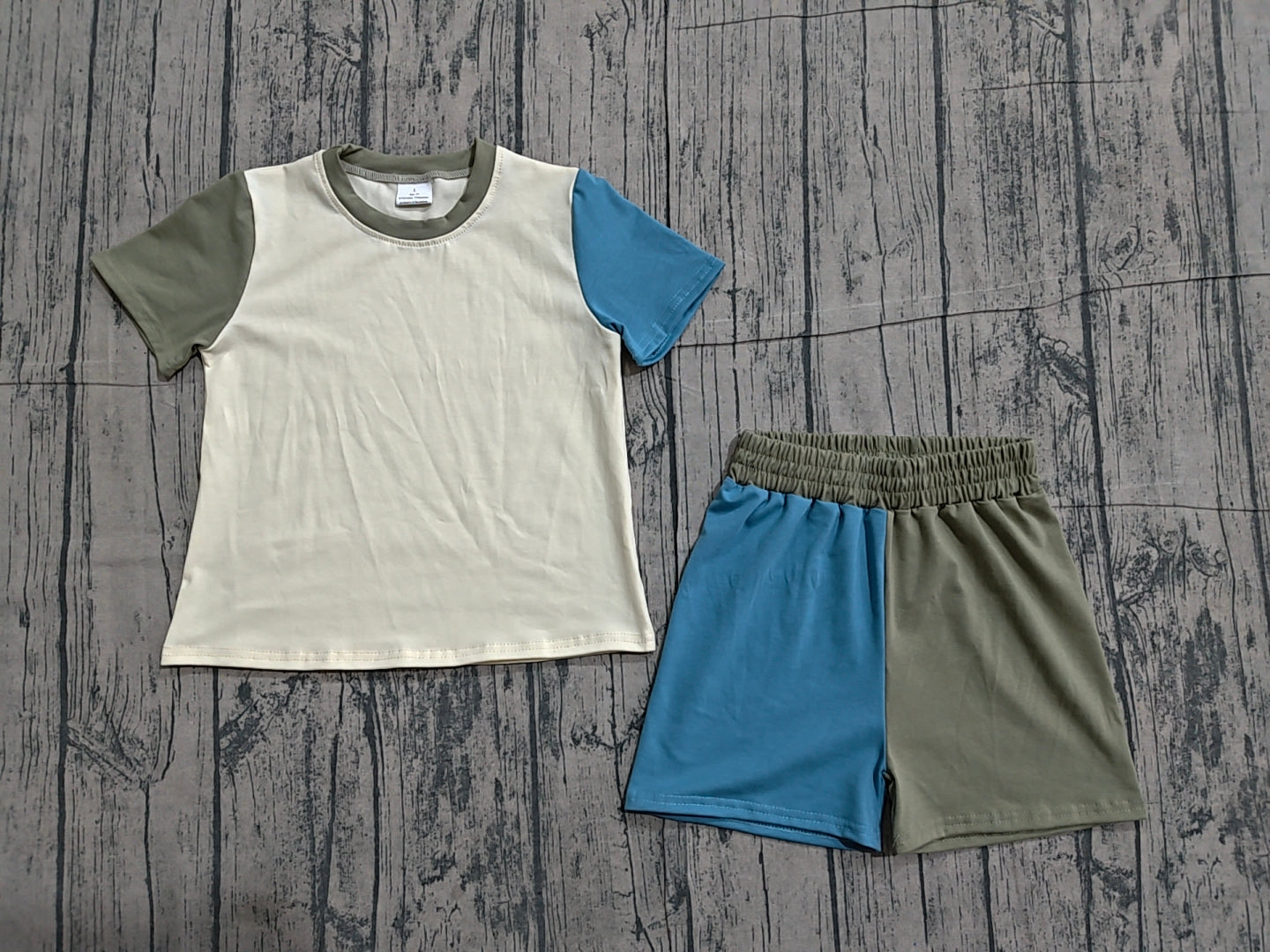 Baby Boys Kids Short Sleeves Shirt Grey Blue Shorts Set Summer Clothes RTS