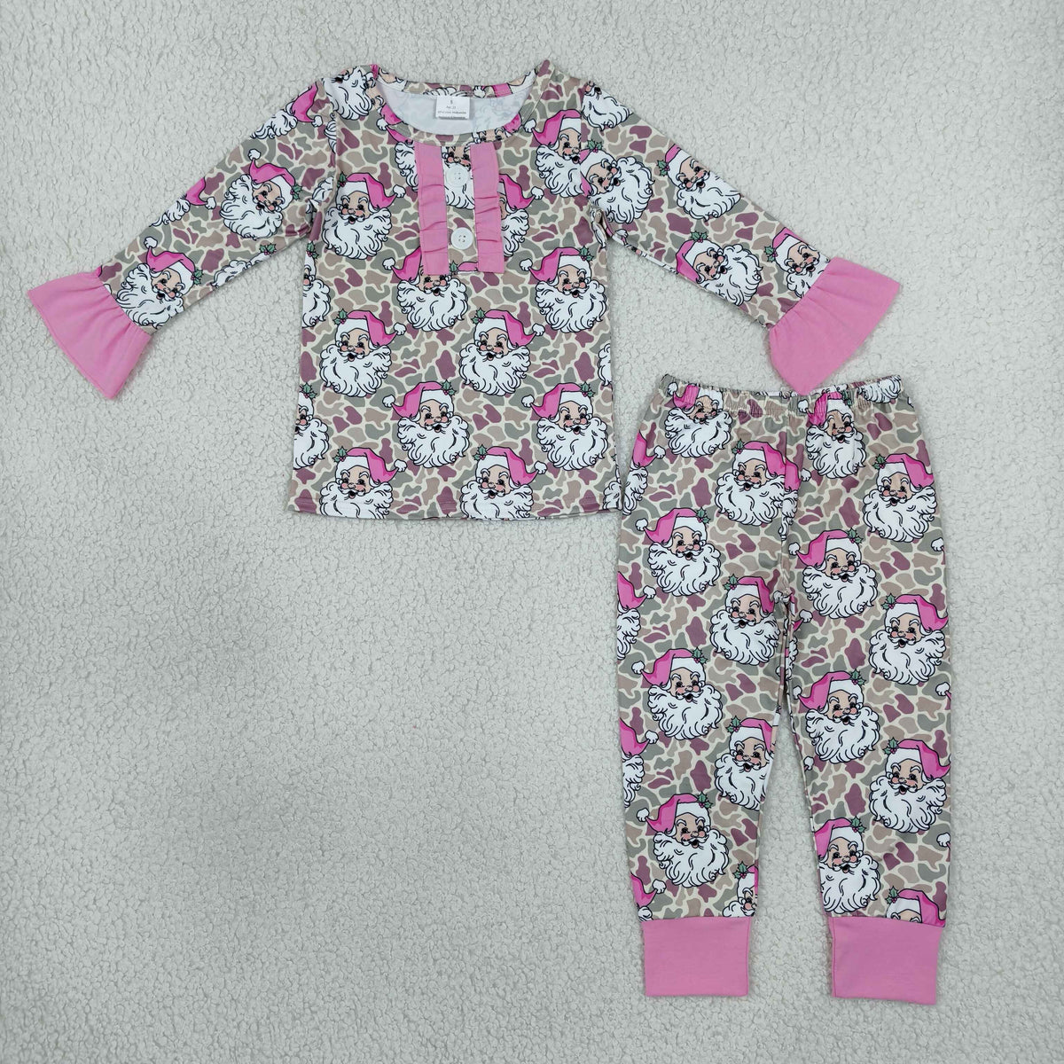 Baby Girls Kids Long Sleeves Christmas Santa Shirt Pants Pajamas Set Camo Clothes RTS
