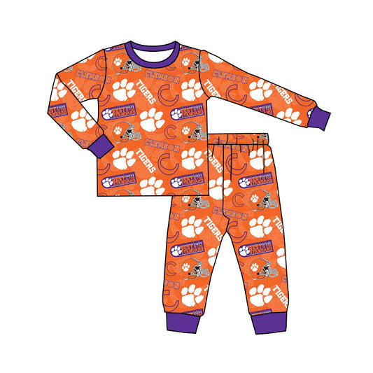 Baby Boy Orange Long Sleeve Pants Kids Team Pajamas