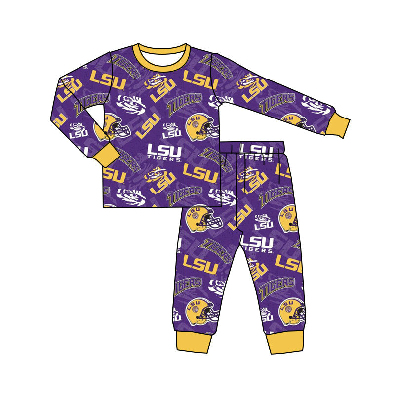 Baby Boy Purple Long Sleeves Shirt Pants Pajamas Team Set