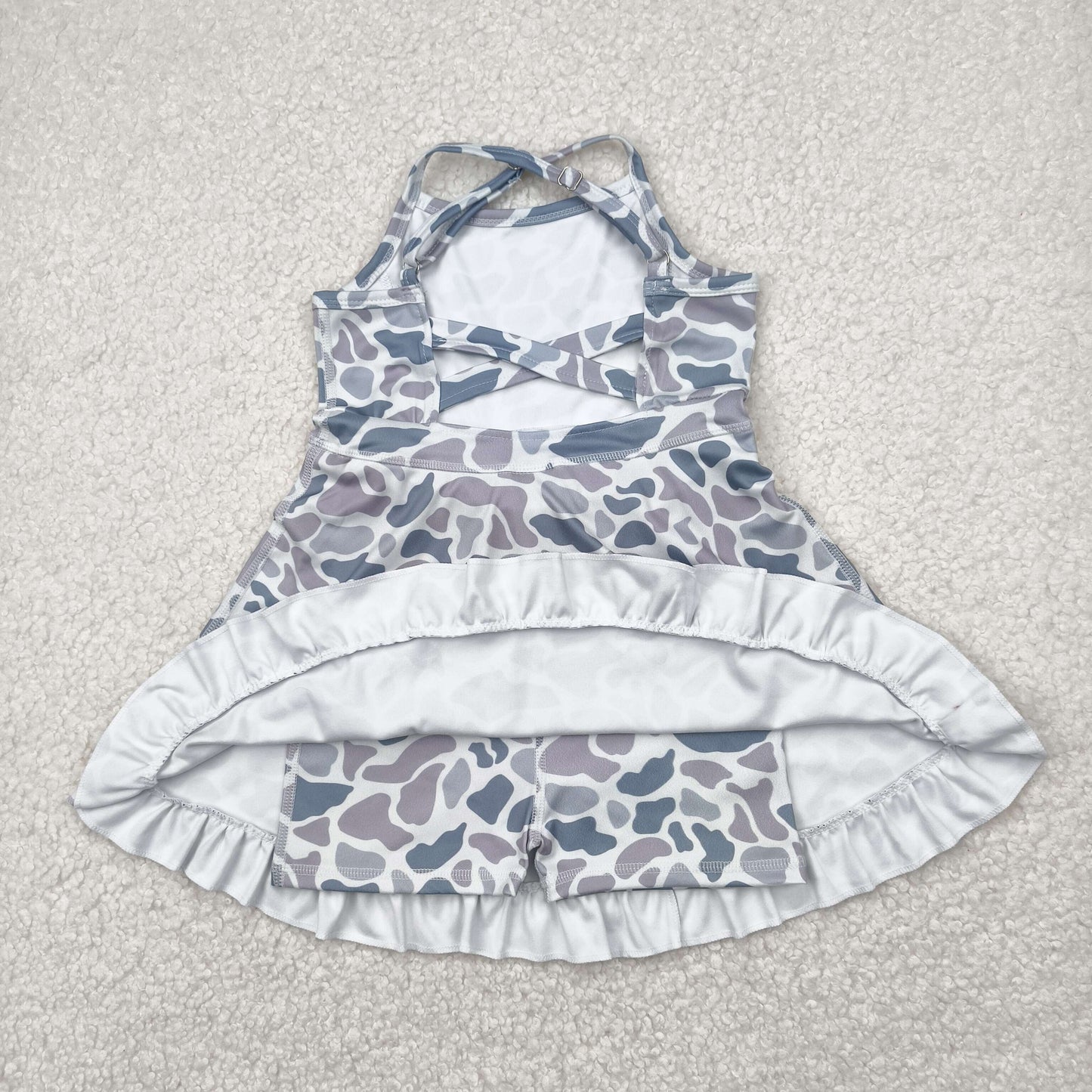 Baby Girl Straps Camo Yoga Active Wear Knee Length Grey Dress RTS