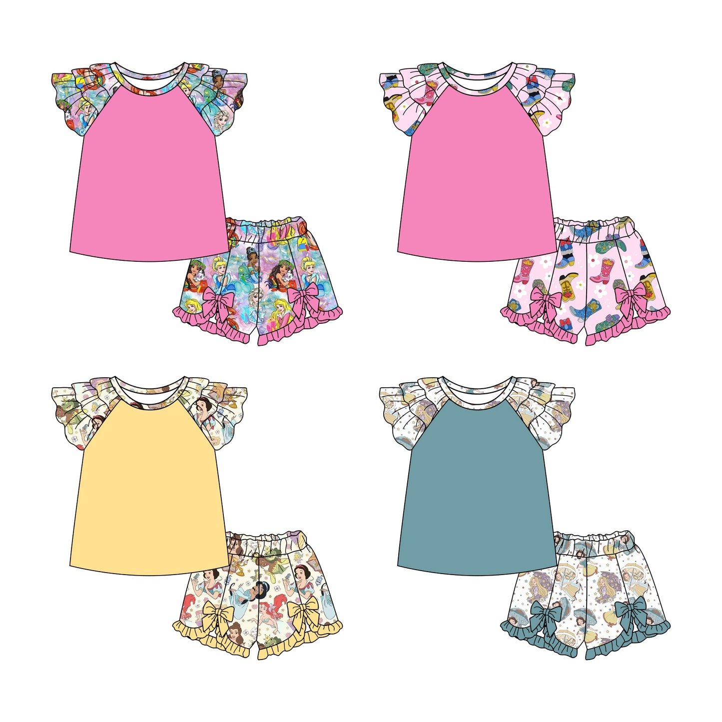 Baby Girl Short Sleeves Princess Sibling Set ( Moq 5 Each Style ) 2.11